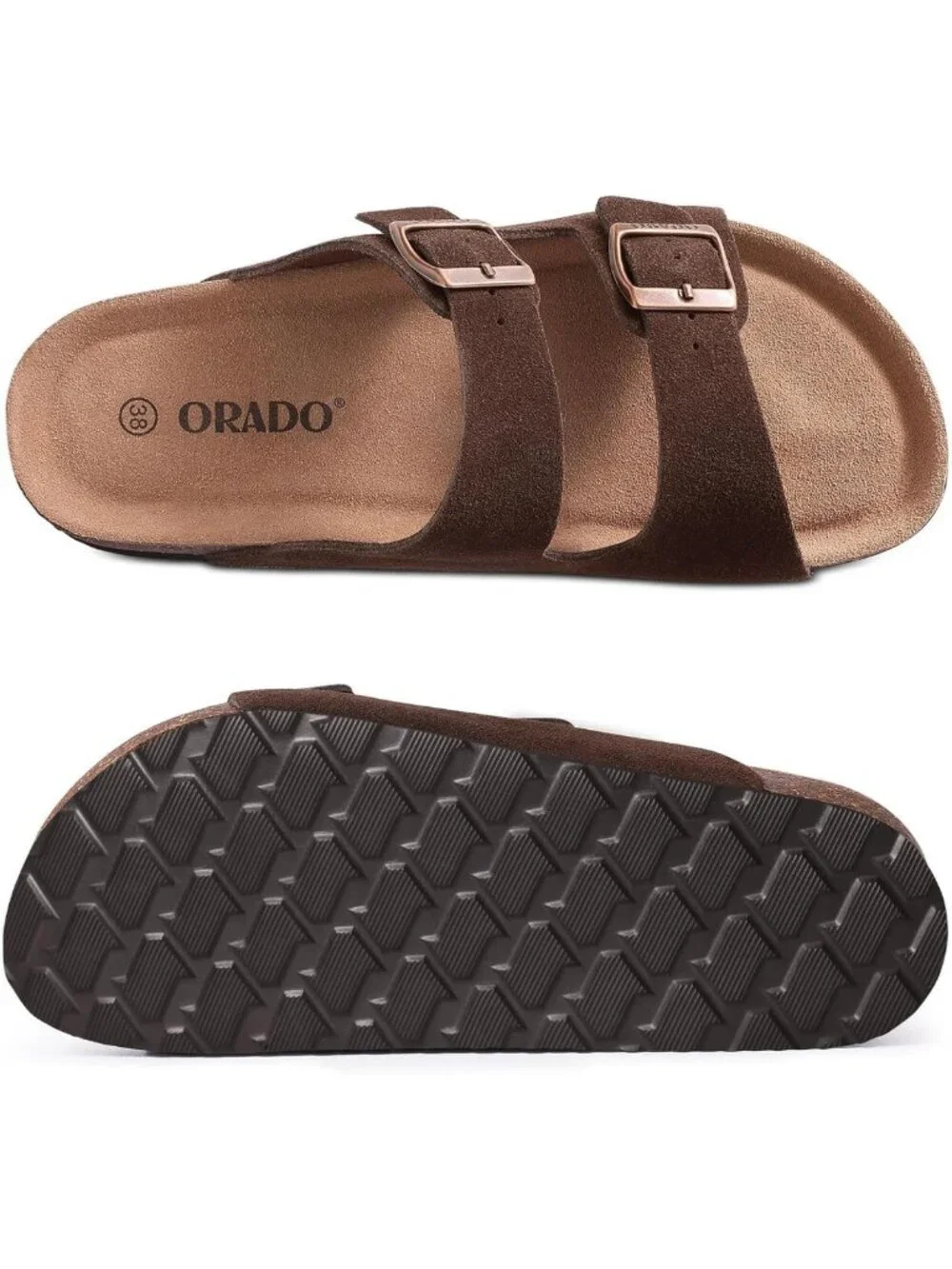 Soft Cork Footbed Platform Suede Sandals for Women - Adjustable Summer Slides